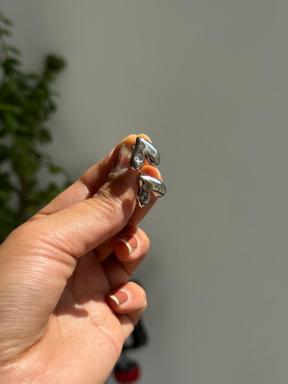 Notch Heart Silver Studs