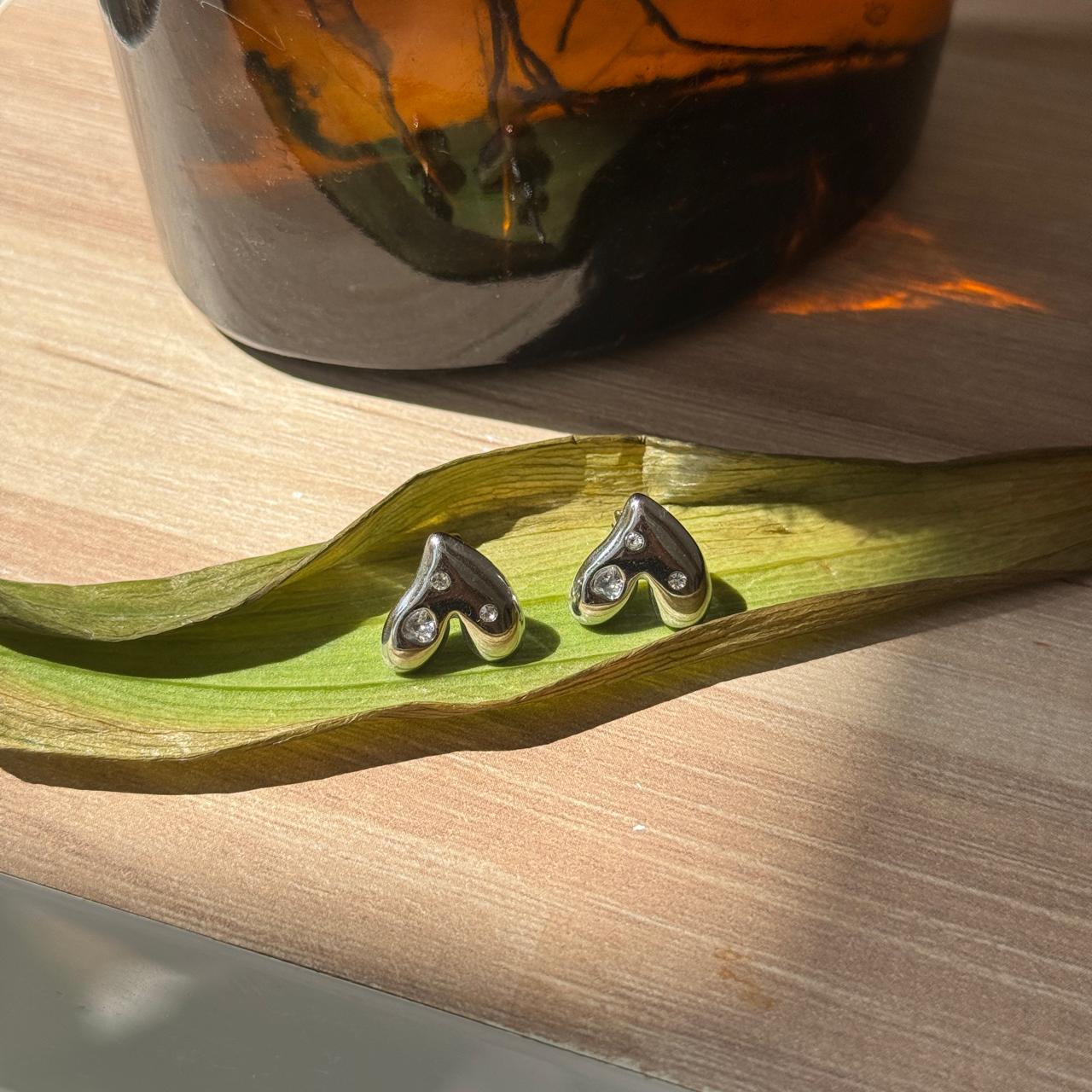 Notch Heart Silver Studs