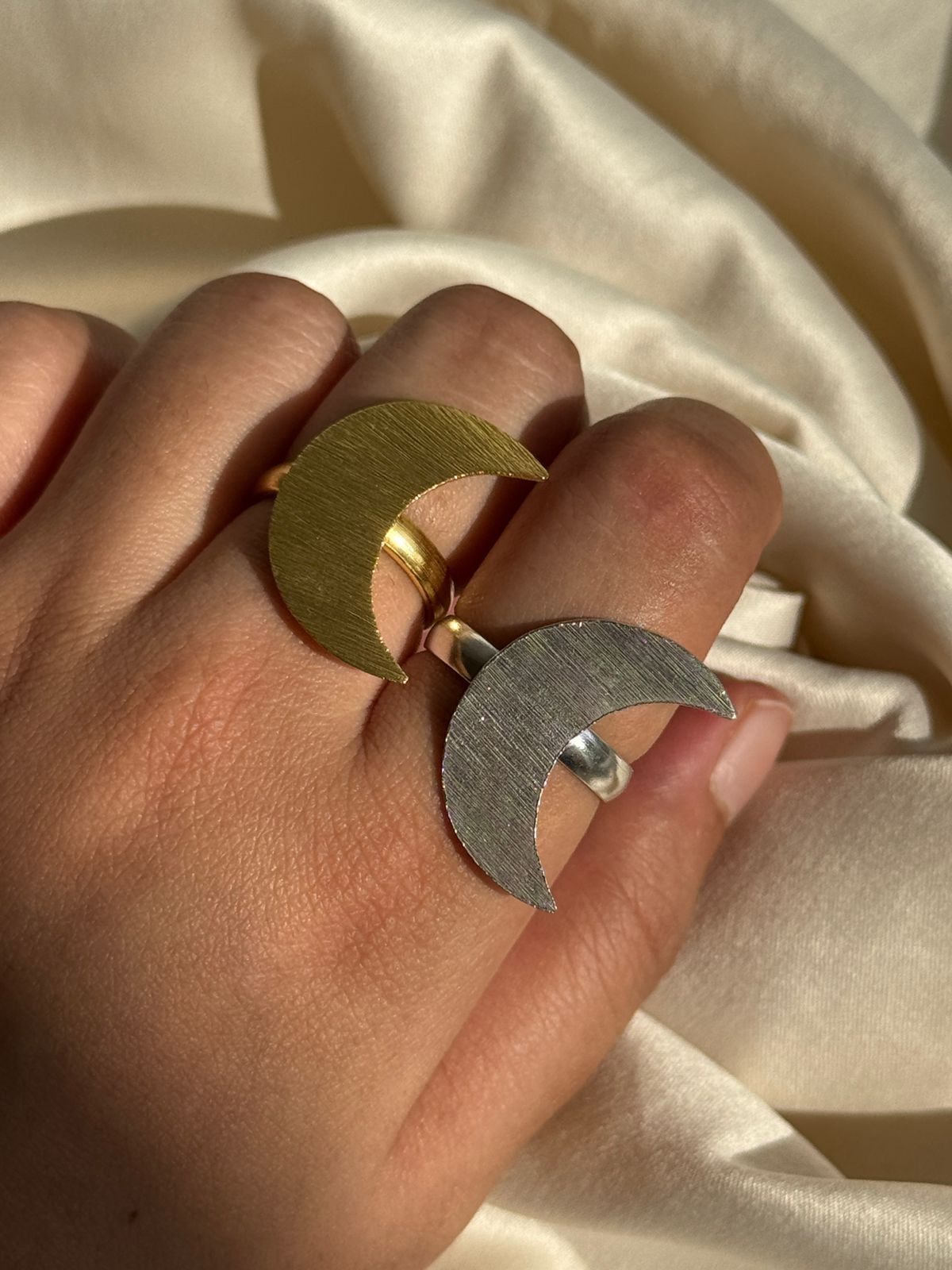 Crescent Adjustable Ring Duo